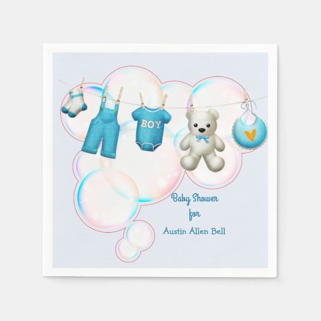 Baby Boy Clothesline In Blue Napkin (Front)