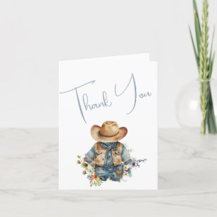 Baby Boy Cowboy Outfit  Thank You Card