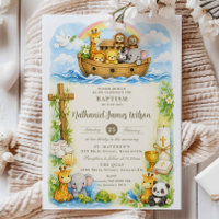 Baby Boy Cute Animals Noah's Ark Baptism