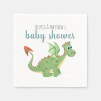 Baby Boy Cute Magical Green Dragon Baby Shower