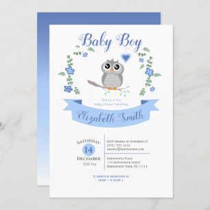 Baby Boy Cute owl baby shower Invitation