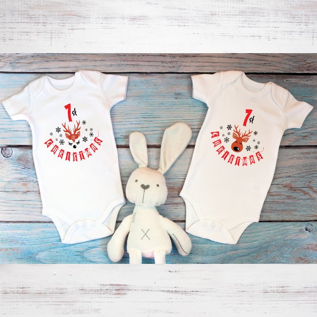 Baby Boy Cute Reindeer First Christmas Baby Bodysuit (Creator Uploaded)