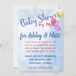 Baby Boy Daisies Balloons Baby Shower Invitation