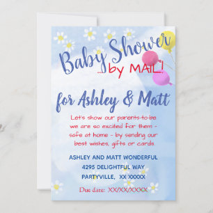 Baby Boy Daisies Balloons Baby Shower Invitation