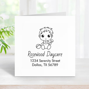 Baby Boy Daycare Childcare Address Rubber Stamp