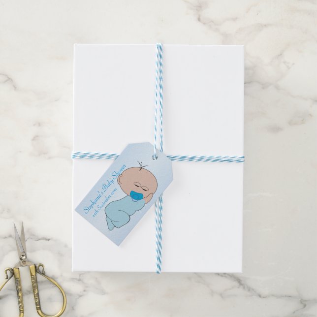 Baby Boy Design Baby Shower Gift Tags (With Twine)