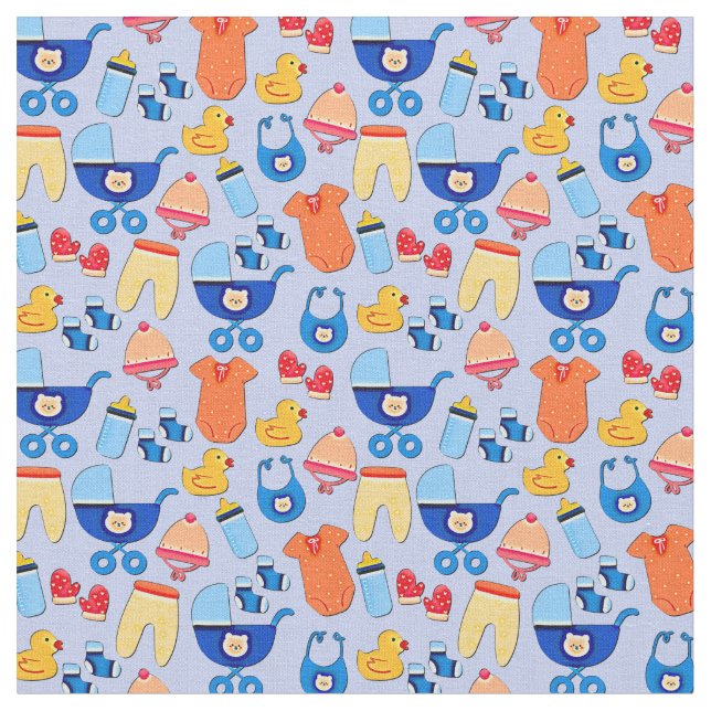 Baby Boy  Design on Blue Fabric (Close Up)