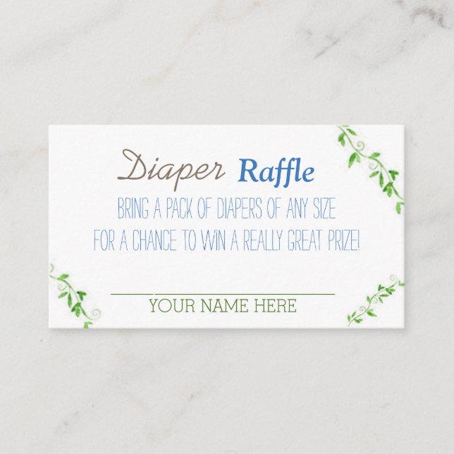 baby boy diaper raffle tickets enclosure card (Front)