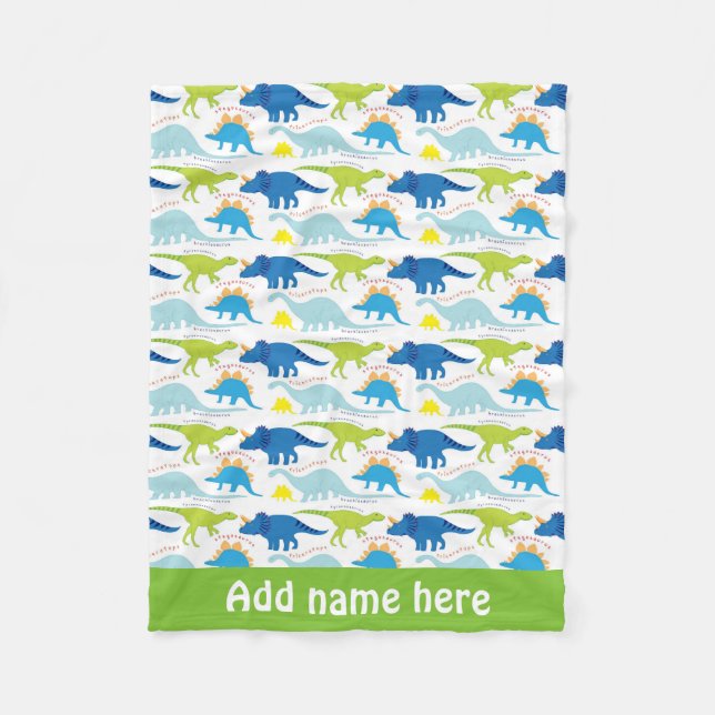 baby boy dinosaur pattern fleece blanket (Front)