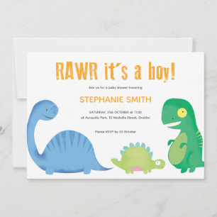 Baby Boy Dinosaur Themed Baby Shower Invitation