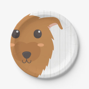 Baby Boy Dog Maroon Baby Shower Paper Plate