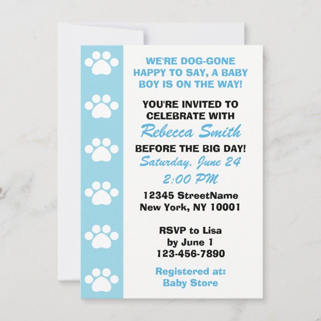 Baby Boy - Dog Themed Baby Shower Invitations (Front)