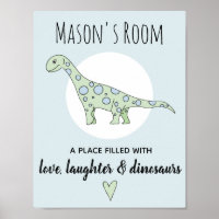 Baby Boy Doodle Green Dinosaur and Name Nursery