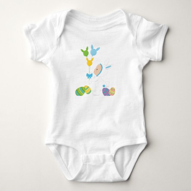 BABY BOY DRESSED AS WHITE EASTER BUNNY BODYSUIT (Front)