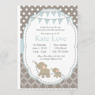 Baby Boy Elephant - Baby Shower Invitation