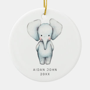 Baby Boy Elephant Personalised Cute Custom Ceramic Tree Decoration