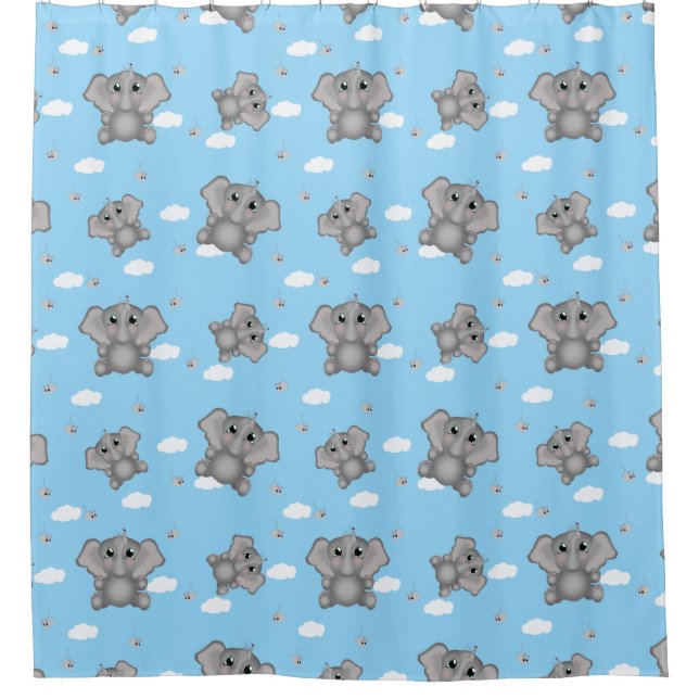Baby Boy Elephant Shower Curtain (Front)