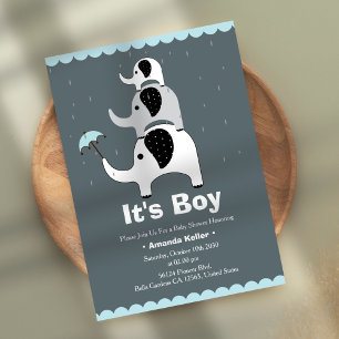 Baby Boy Elephant Shower Invitation