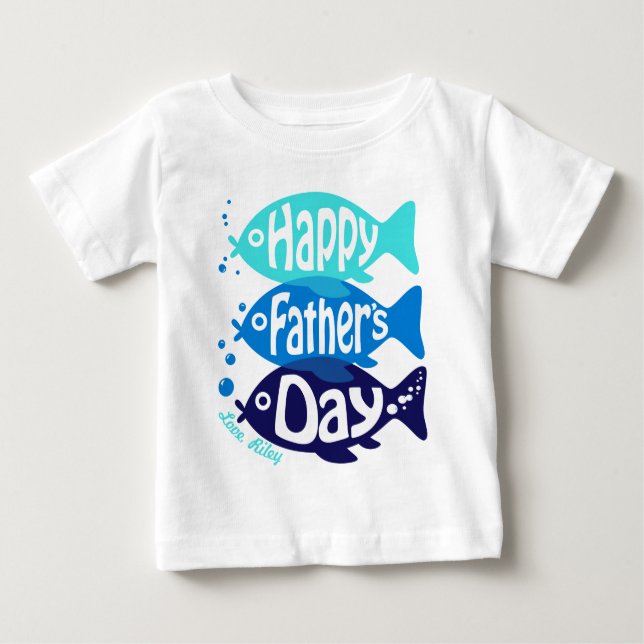 Baby Boy Fathers day Romper with Fish Baby T-Shirt (Front)