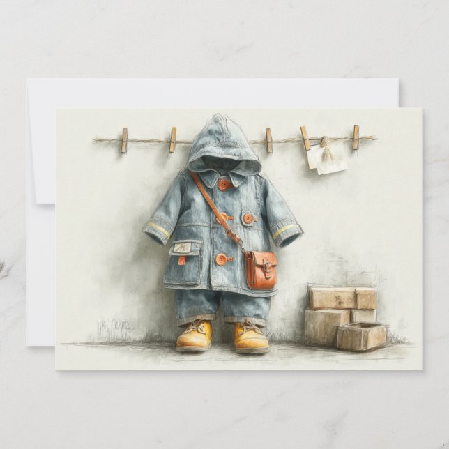 Baby Boy Firefighter 1st Birthday Invitation (Front)