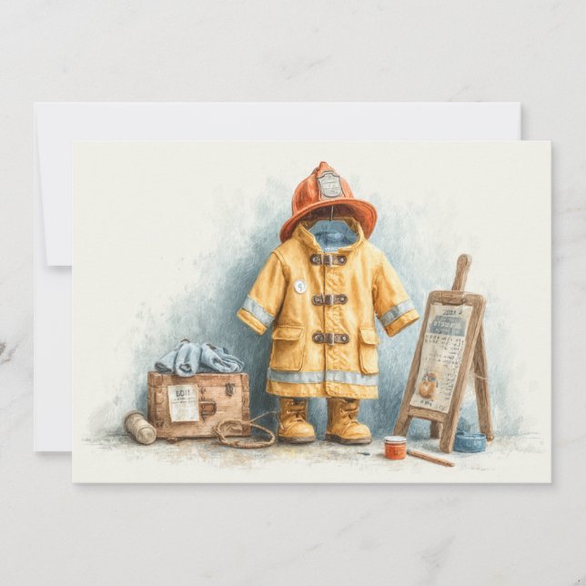 Baby Boy Firefighter 1st Birthday Invitation (Front)