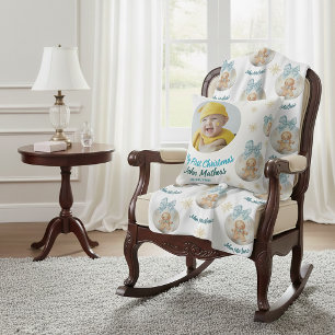 Baby  boy First Christmas Gingerbread Photo & Name Cushion