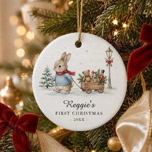 Baby Boy First Christmas Keepsake Personalised  Ceramic Tree Decoration