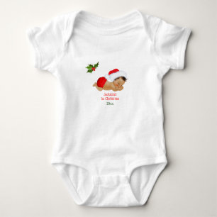 Baby Boy First Christmas Red Santa Hat Bodysuit