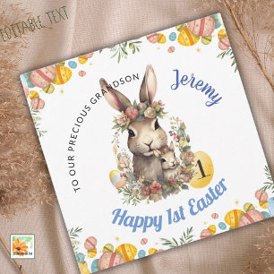 BABY BOY First Easter Card, 1st Easter Bunny Holiday Card