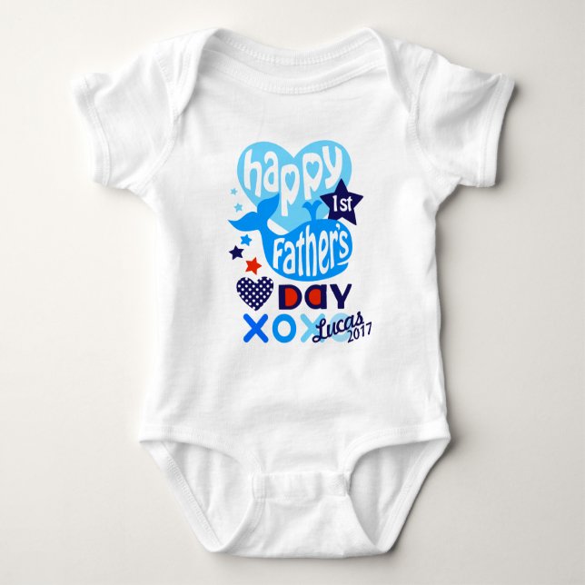 Baby Boy First Fathers Day Whale Shirt (Front)