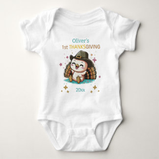 Baby Boy First Thanksgiving Custom Name Year  Bodysuit