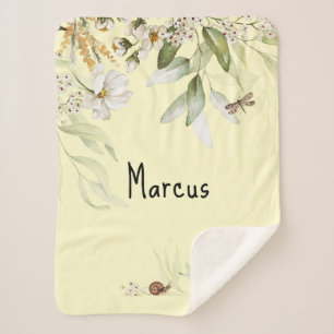 Baby Boy Floral Drop Sherpa Crib/Stroller Blanket