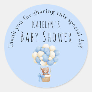 Baby Boy Footprint Baby Shower Blue Classic Round Sticker