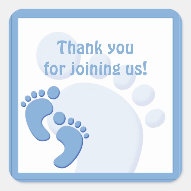 Baby Boy Footprint Little Feet Party Favour Sticke Square Sticker (Front)