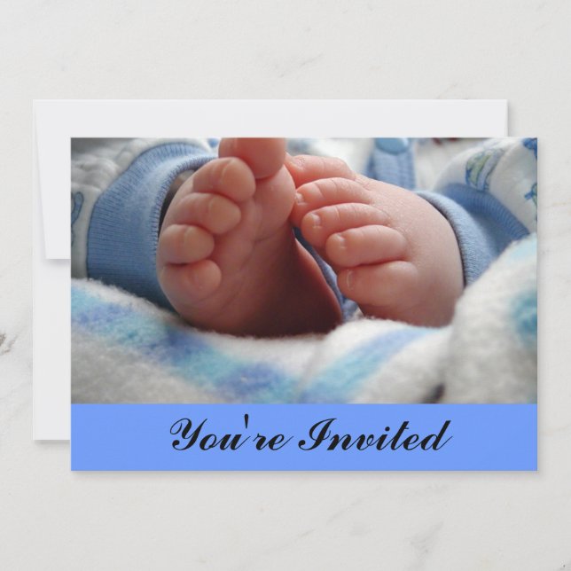 Baby Boy Footprints Baby Shower Invitation (Front)