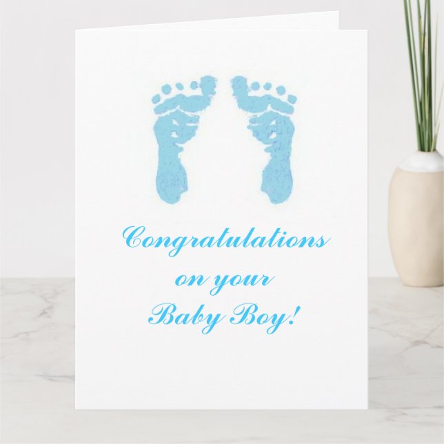 "Baby Boy Footprints" Big 8.5"x11" Card (Front)