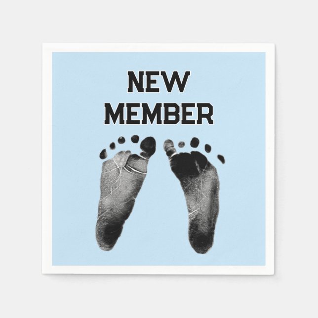 Baby Boy Footprints on Blue Napkin (Front)