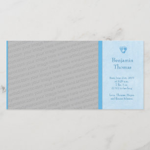 Baby Boy Footprints Photo Birth Announcement