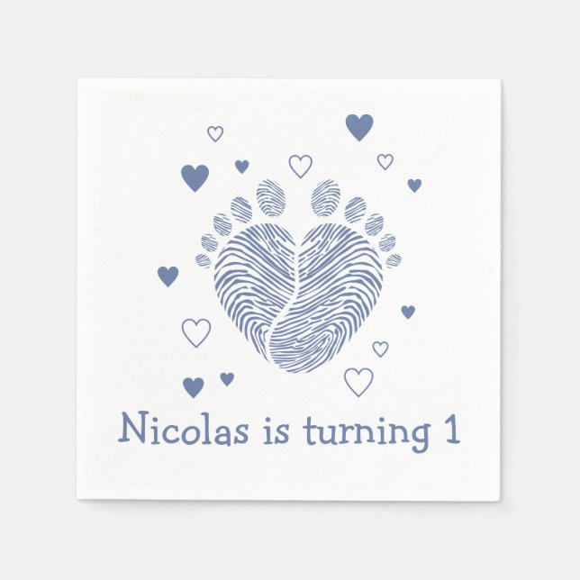 Baby boy footsteps napkin (Front)