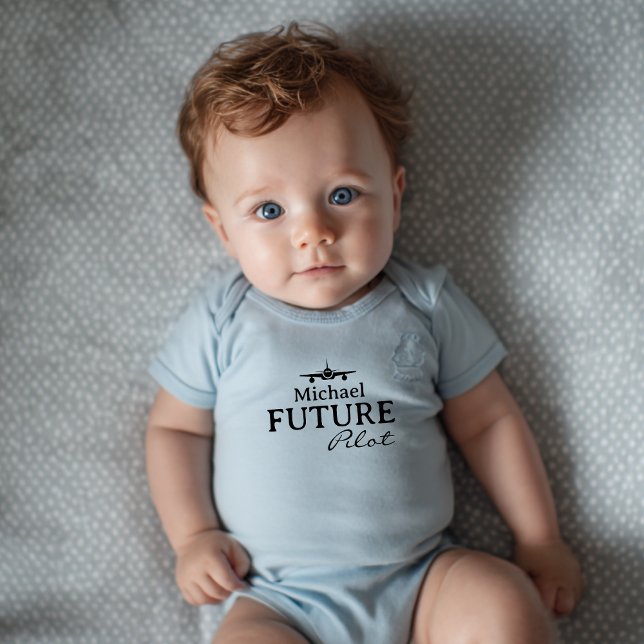 Baby Boy Future Pilot Aeroplane Blue Personalised  Bodysuit (Creator Uploaded)