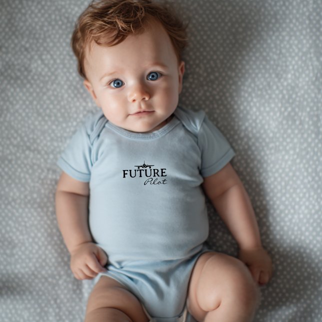 Baby Boy Future Pilot Airplane Aviator Minimalist  Baby Bodysuit (Creator Uploaded)