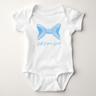 Baby boy Gift from God blue bow Bodysuit