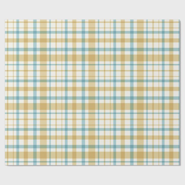 Baby Boy Gift Wrap | Blue Gingham Check (Flat)