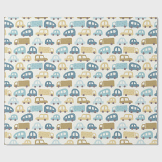 Baby Boy Gift Wrap Cars & Trucks | Blue & Beige