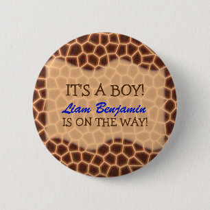 Baby Boy - Giraffe Themed Baby Shower 6 Cm Round Badge