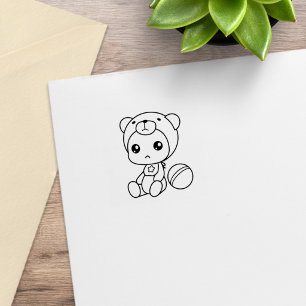 Baby Boy Girl Bear Jumpsuit 1x1 Rubber Stamp