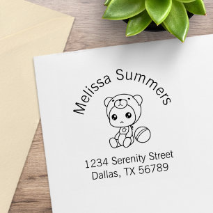Baby Boy Girl Bear Jumpsuit Arch Address 2 Rubber Stamp