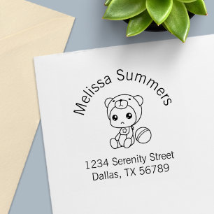 Baby Boy Girl Bear Jumpsuit Arch Address Self-inking Stamp