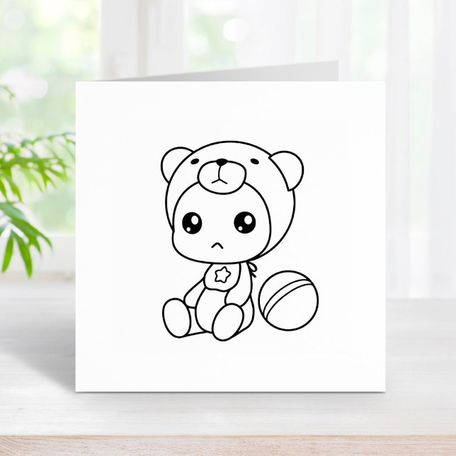 Baby Boy Girl Bear Jumpsuit Colour Me 2 Rubber Stamp (Creator Uploaded)
