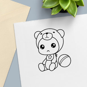 Baby Boy Girl Bear Jumpsuit Colour Me Self-inking Stamp